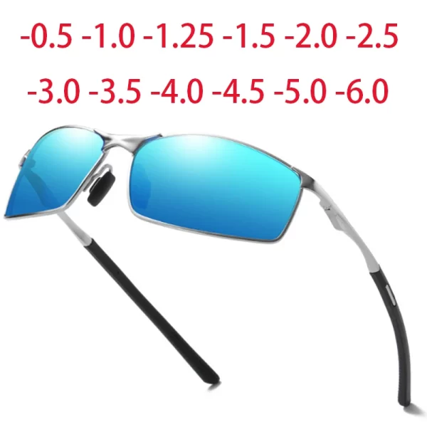 Anti-Glare Square Myopia Sunglasses Men Polarized Fashion Metal Driving Prescription Sun Glasses For Male 0 -0.5 -0.75 To -6.0